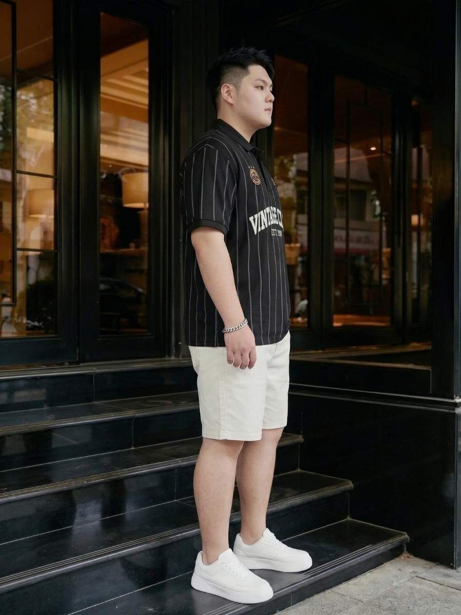 Áo Polo Kẻ Họa Tiết Big Size Nam