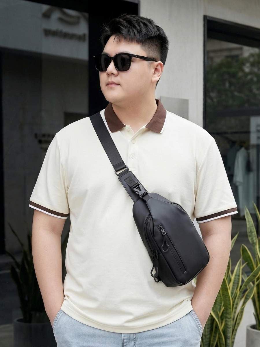 Áo Polo Trắng Cổ Nâu Big Size Nam