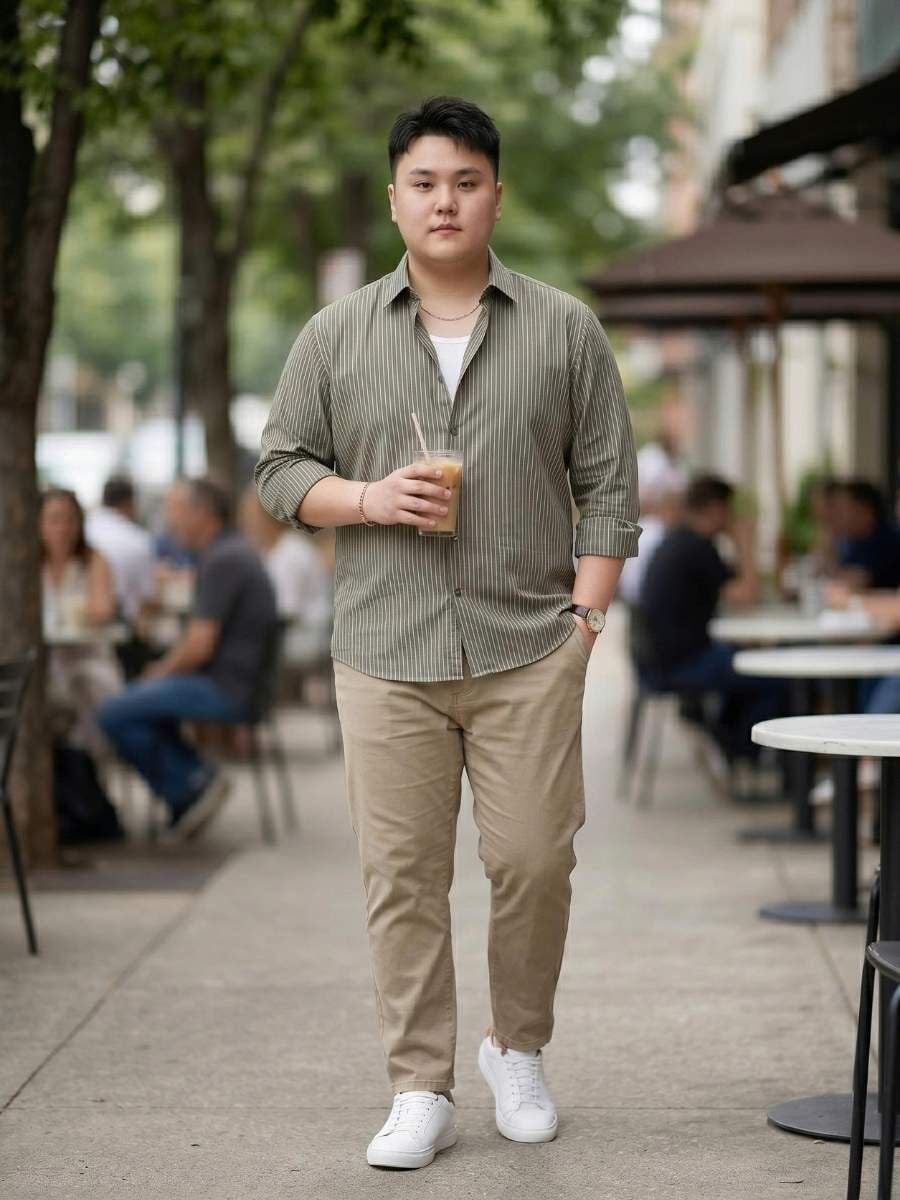 Áo Sơ Mi Kẻ Ghi Big Size Nam