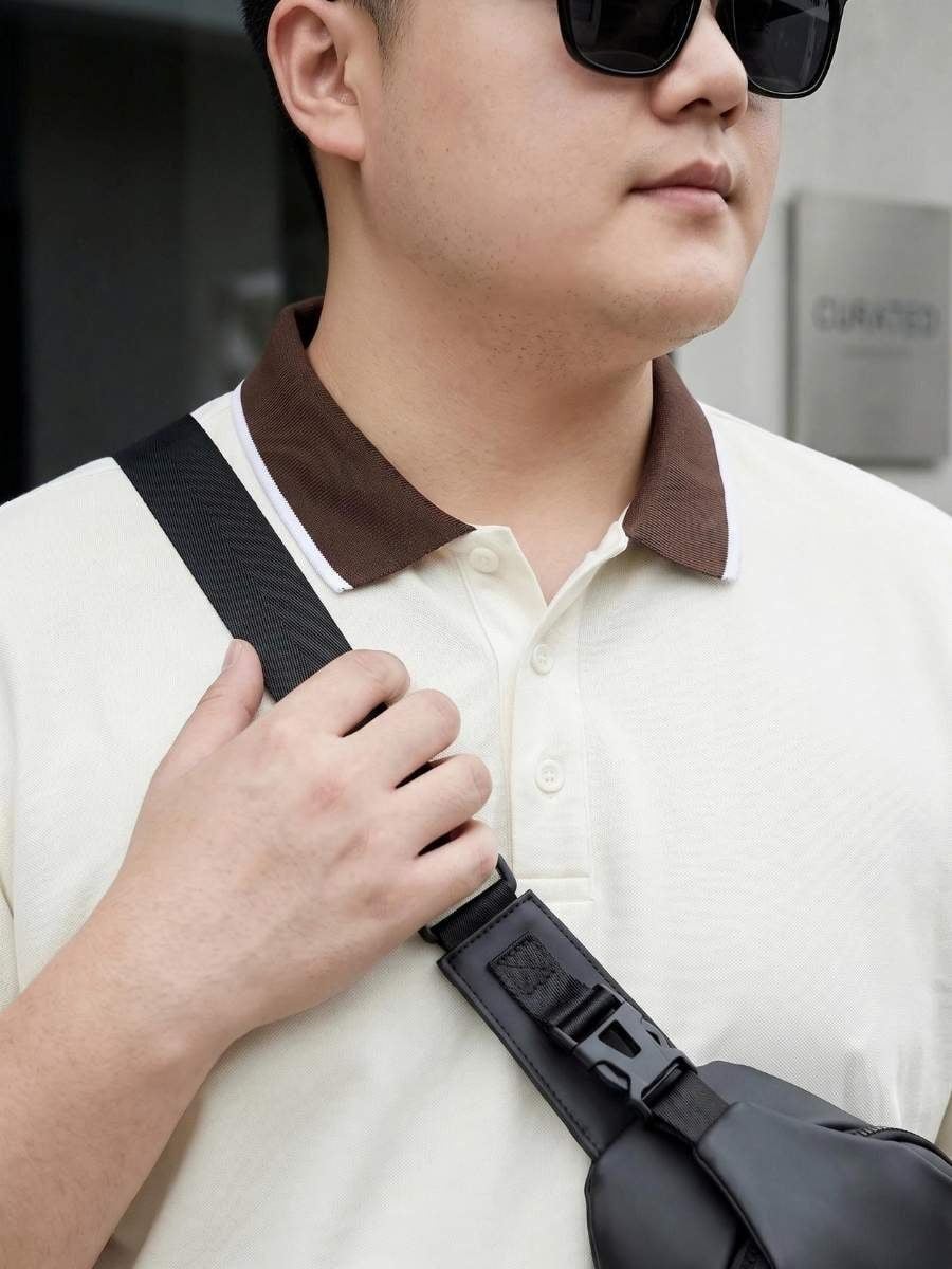 Áo Polo Trắng Cổ Nâu Big Size Nam
