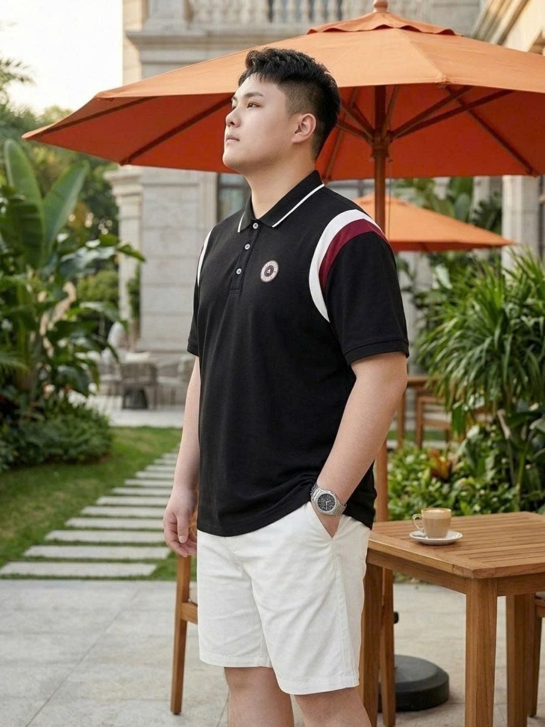 Áo Polo Đen Đỏ Big Size Nam