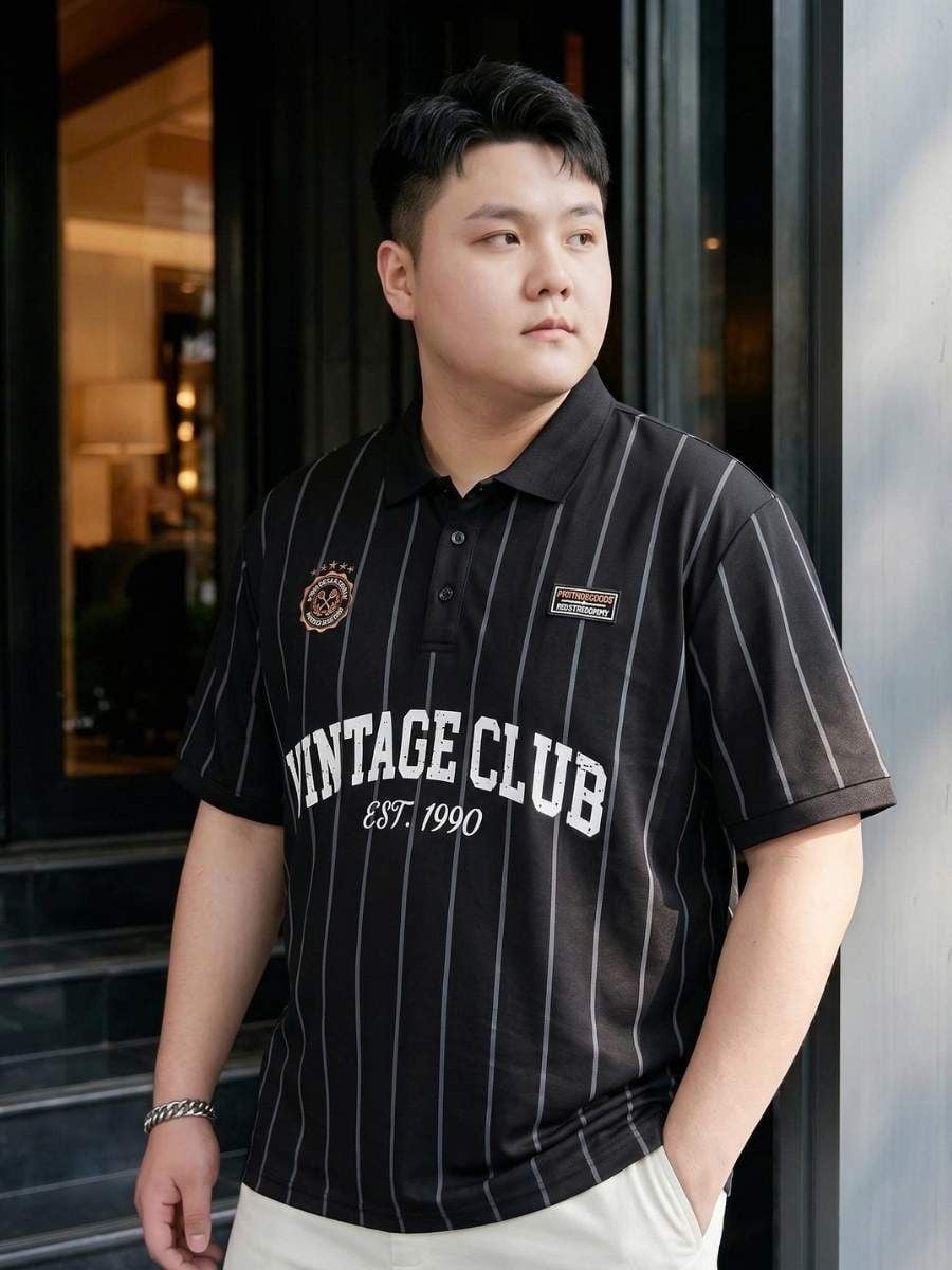Áo Polo Kẻ Họa Tiết Big Size Nam