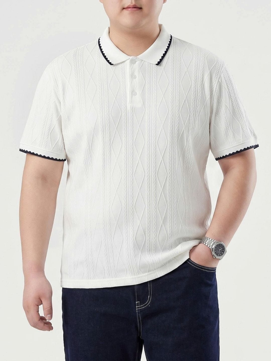 Áo Polo Trắng Viền Big Size Nam