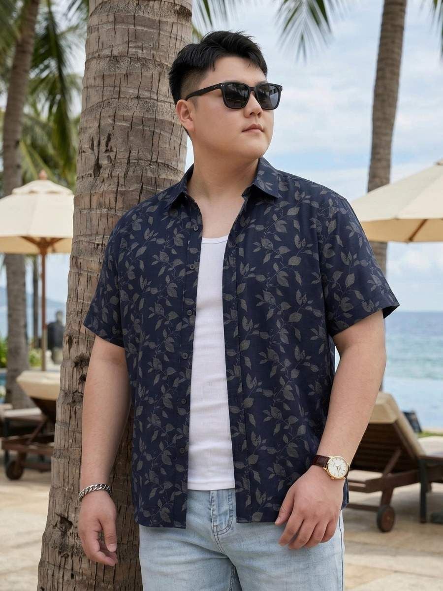 Áo Sơ Mi Họa Tiết Lá Big Size Nam