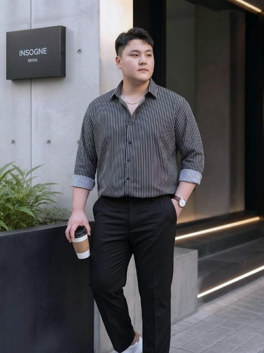 Áo Sơ Mi Kẻ Đen Big Size Nam