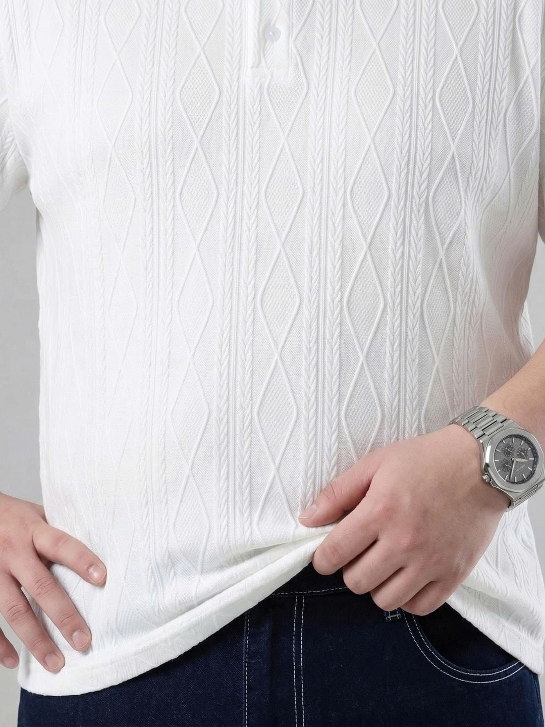 Áo Polo Trắng Viền Big Size Nam