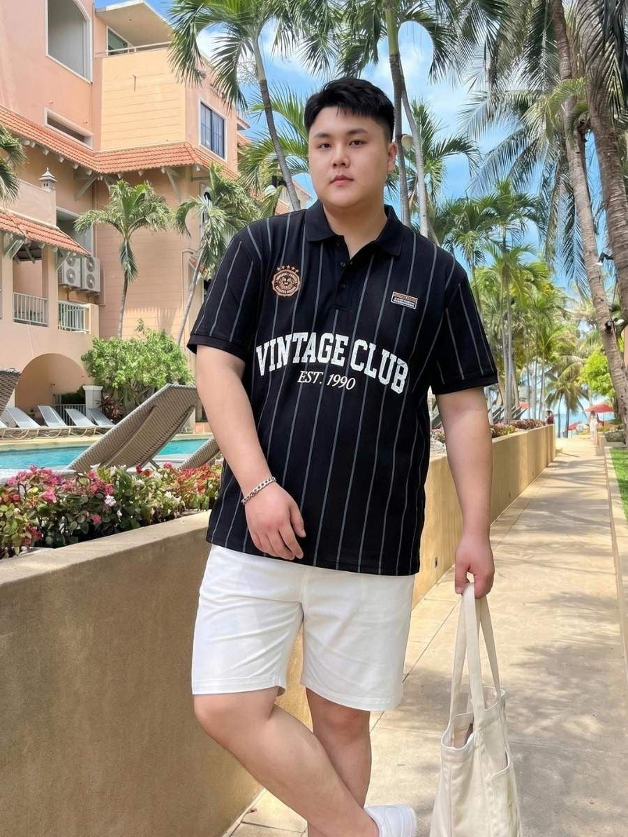 Áo Polo Kẻ Họa Tiết Big Size Nam