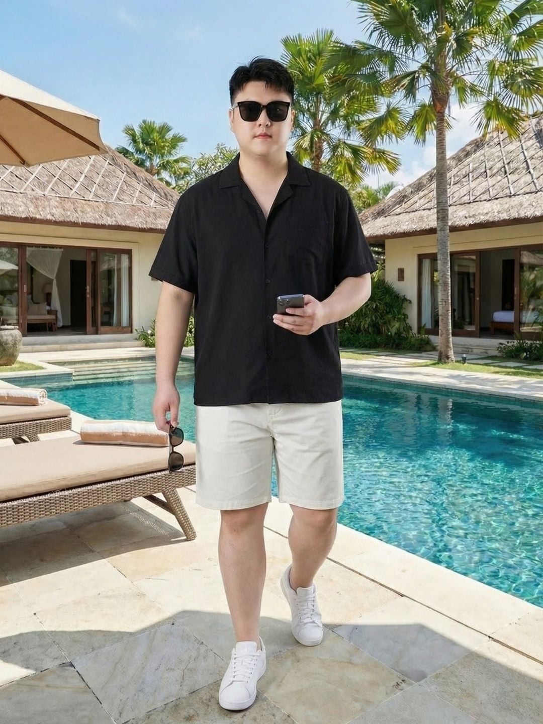 Áo Sơ Mi Đũi Đen Cộc Tay Big Size Nam
