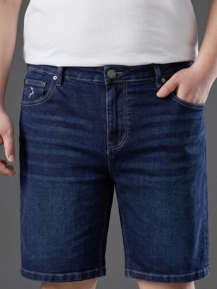 Quần Short Jean Xanh Mài Qua Gối Big Size Nam