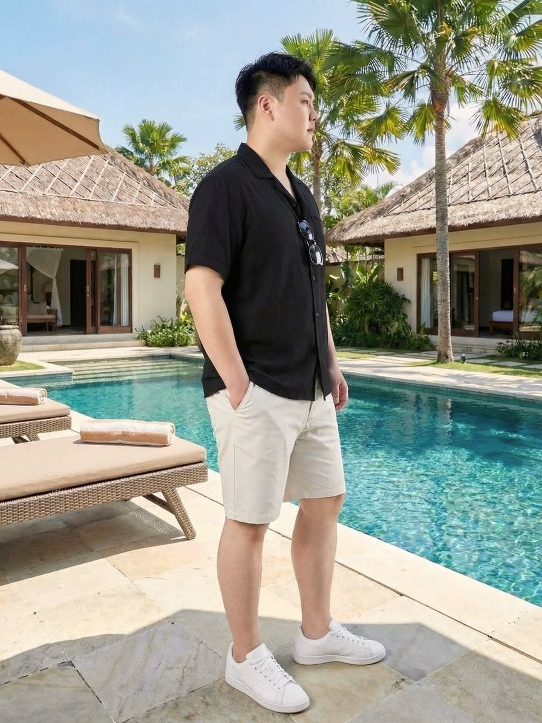 Áo Sơ Mi Đũi Đen Cộc Tay Big Size Nam