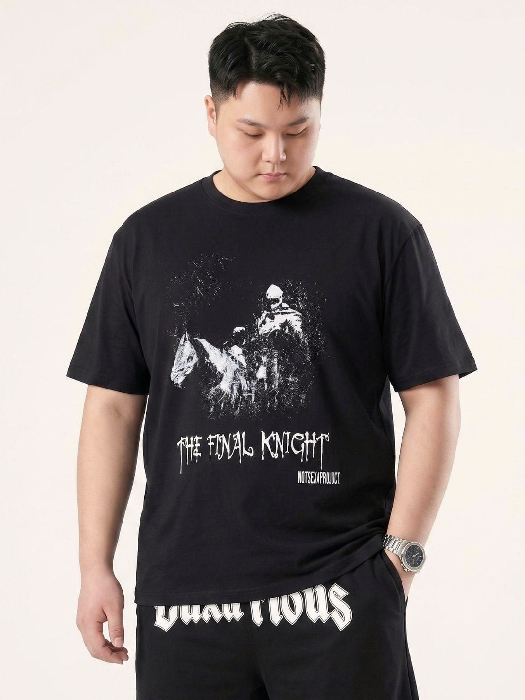 Áo Thun Đen Họa Tiết Ngựa Big Size Nam