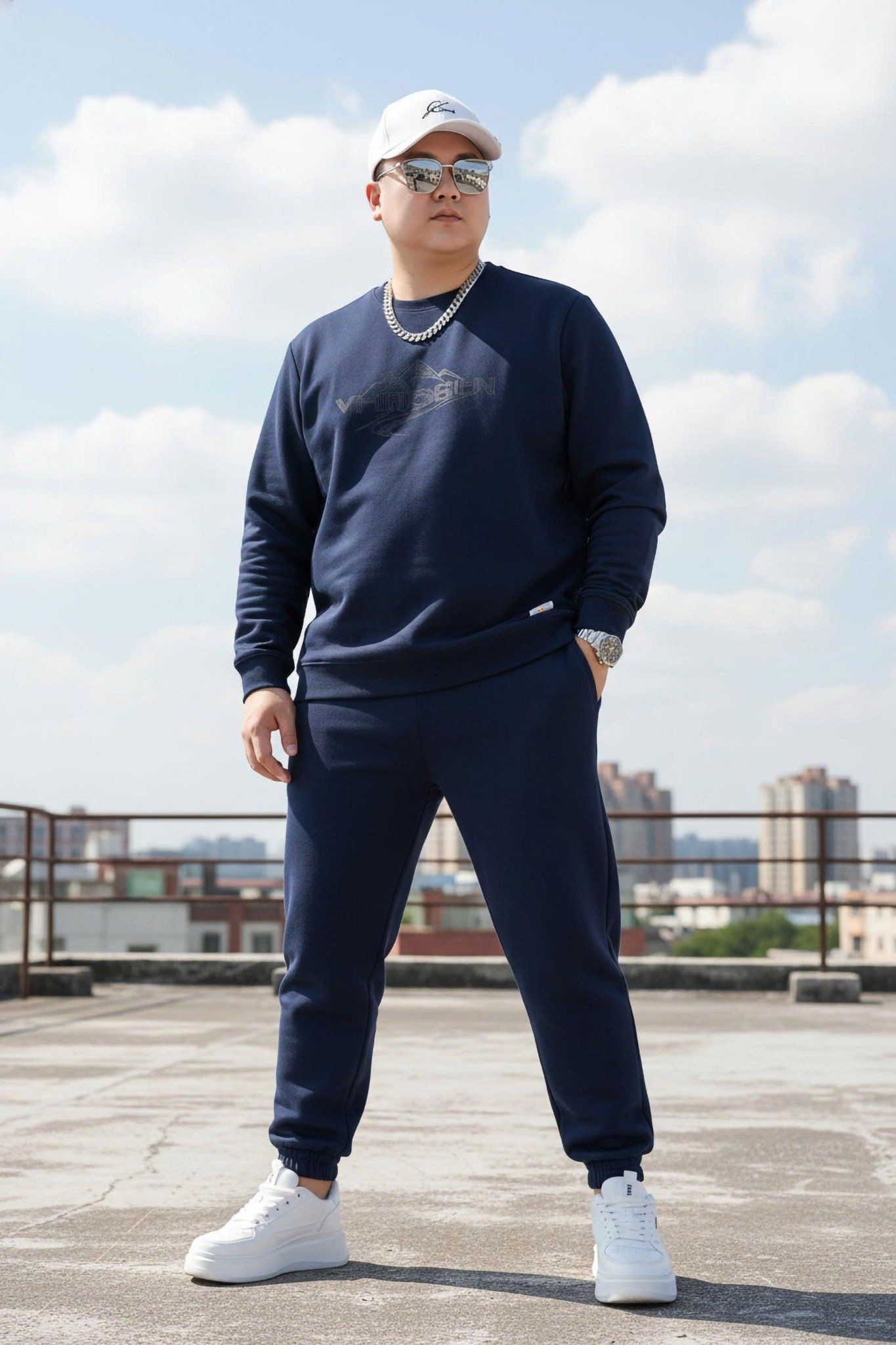 Áo Nỉ Xanh Đen Big Size Nam