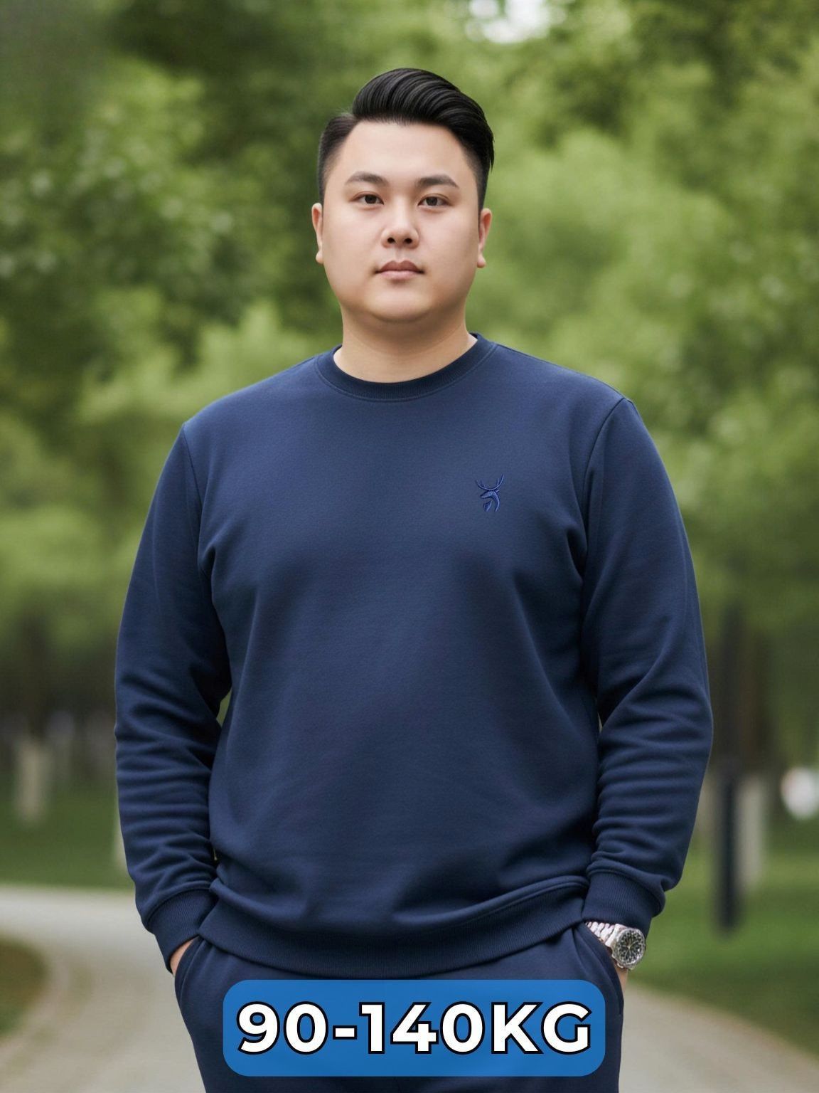 Áo Nỉ Xanh Trơn Big Size Nam