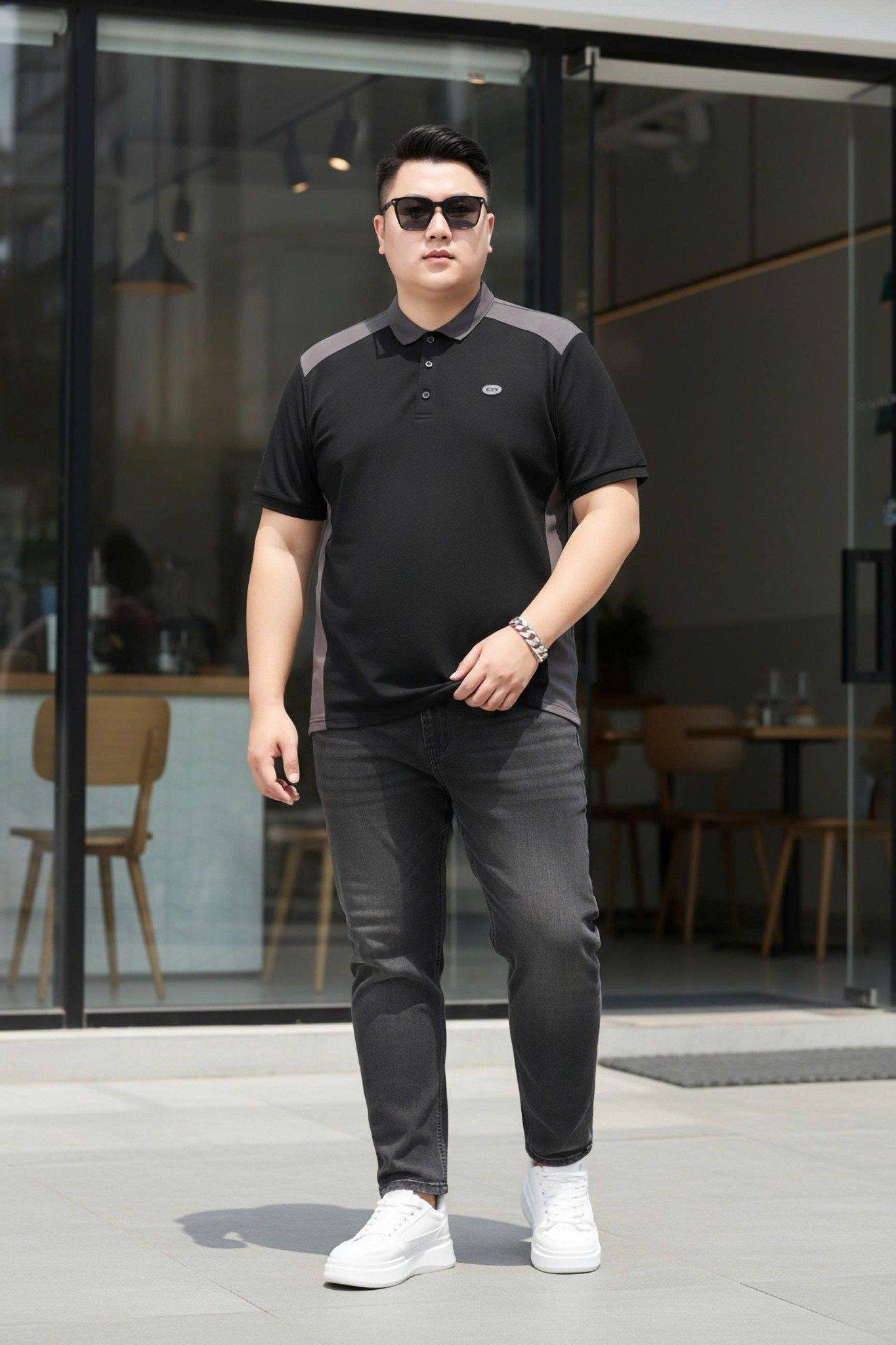 Áo Polo Đen Ghi Big Size Nam