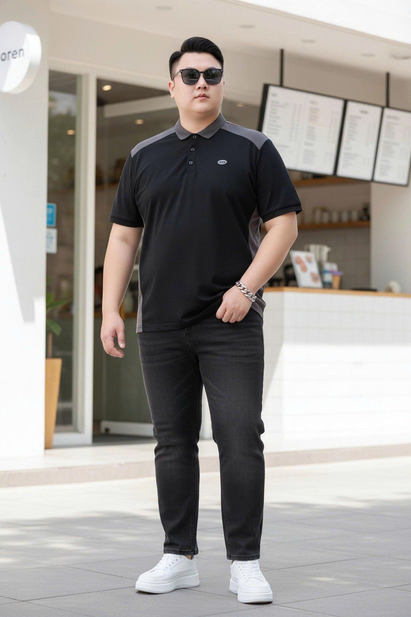 Áo Polo Đen Ghi Big Size Nam