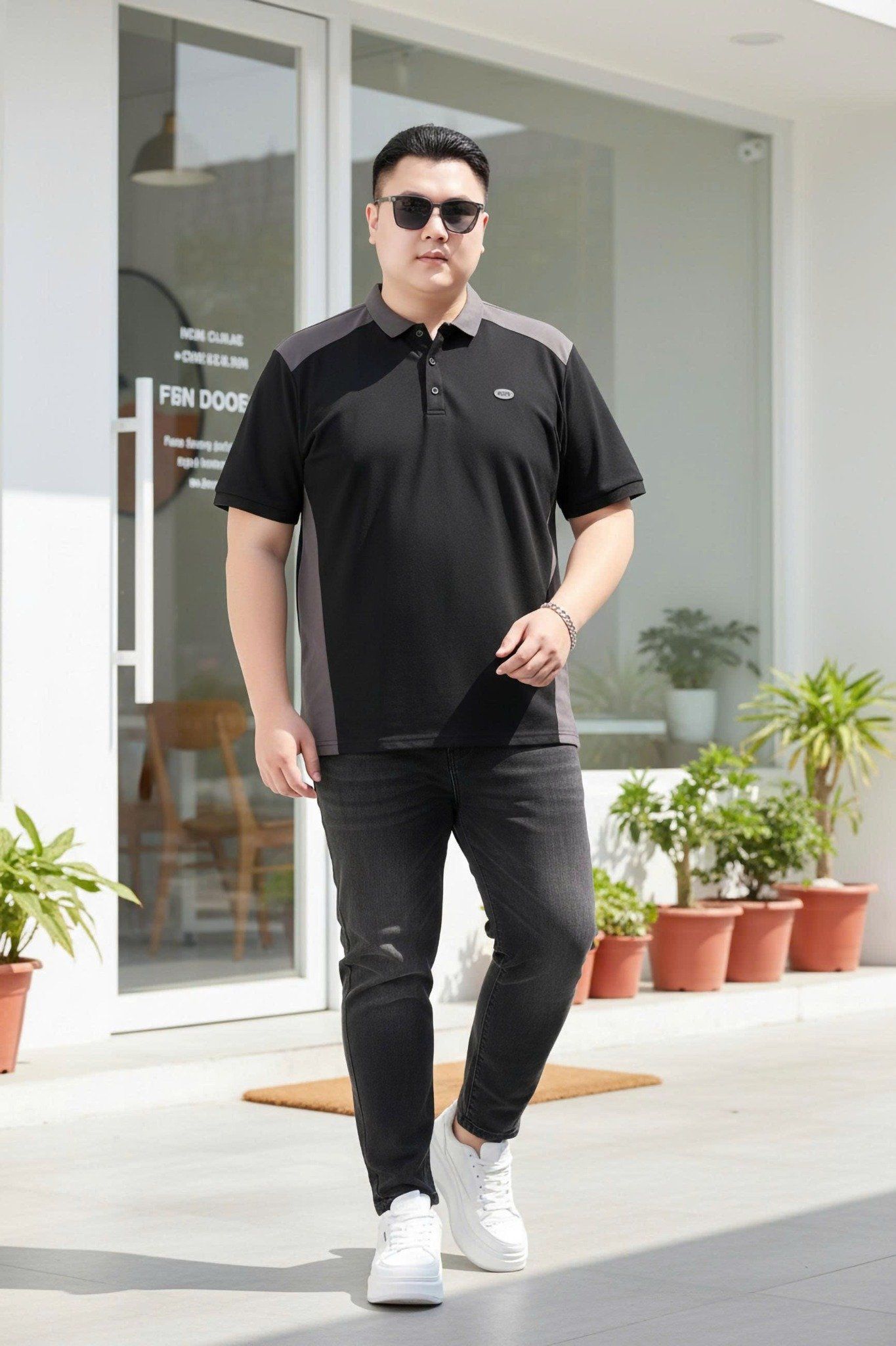 Áo Polo Đen Ghi Big Size Nam