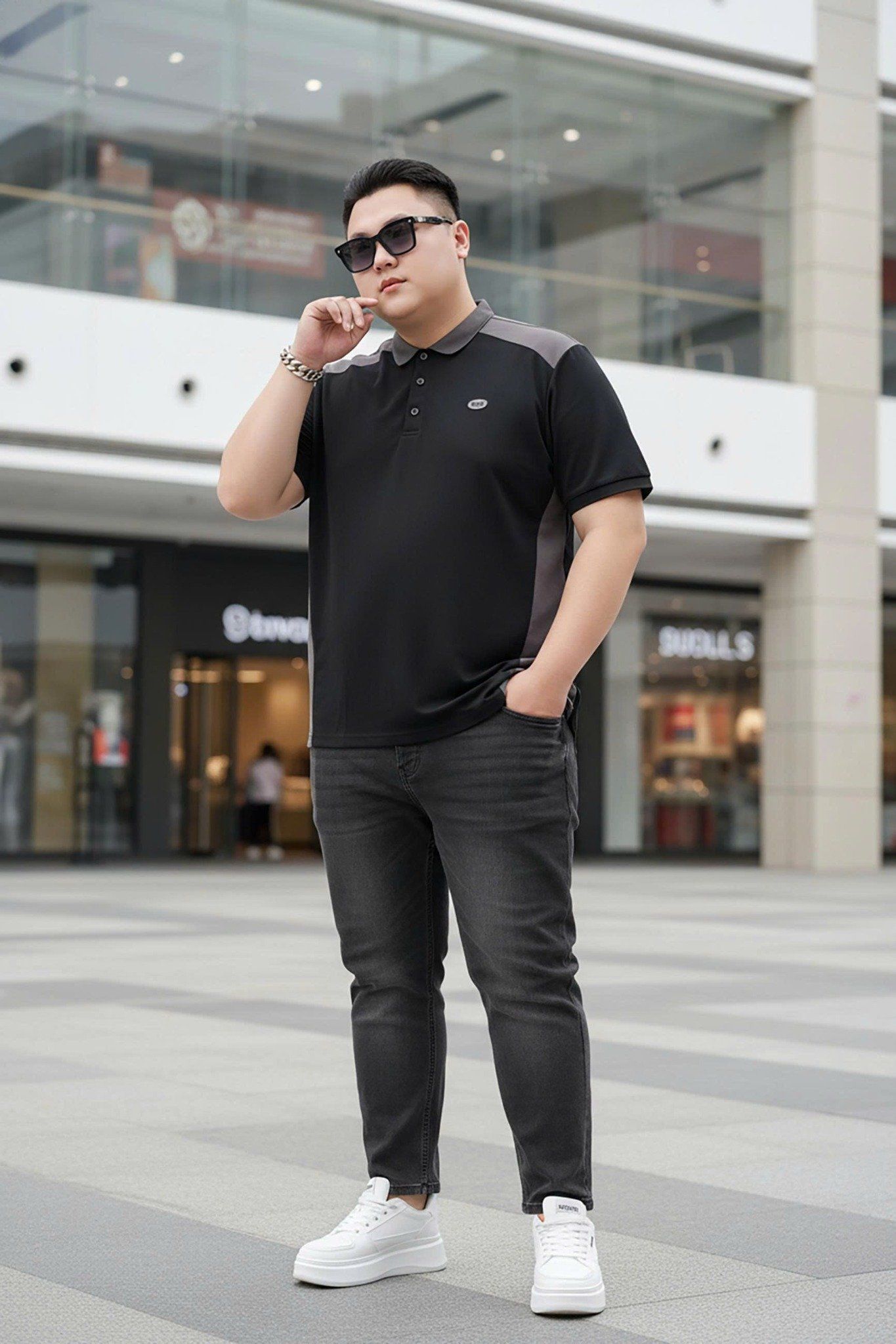 Áo Polo Đen Ghi Big Size Nam