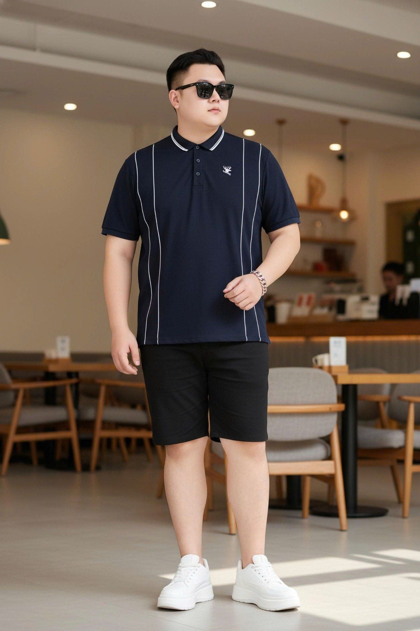 Áo Polo Xanh Viền Big Size Nam