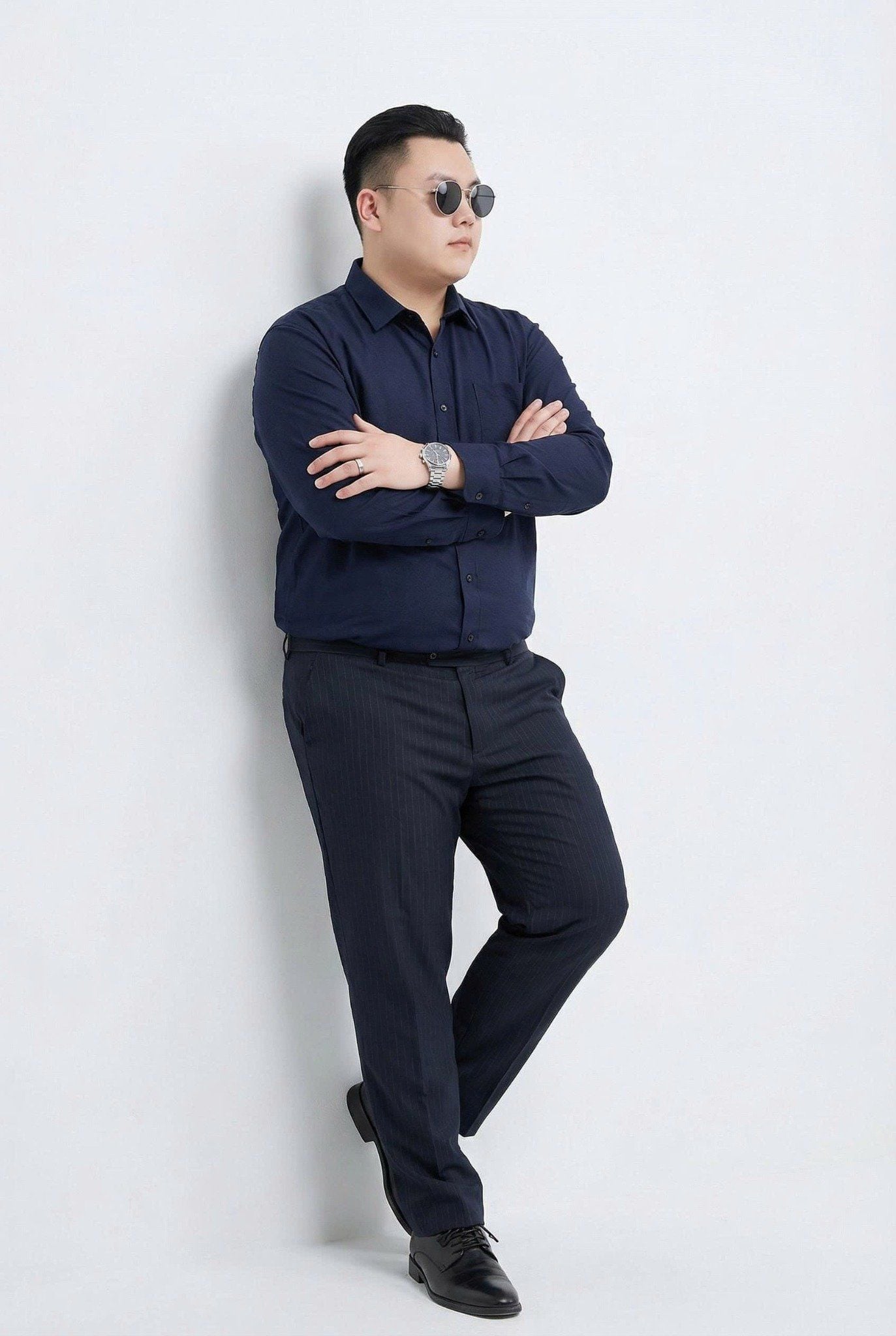 Áo Sơ Mi Đũi Xanh Than Big Size Nam