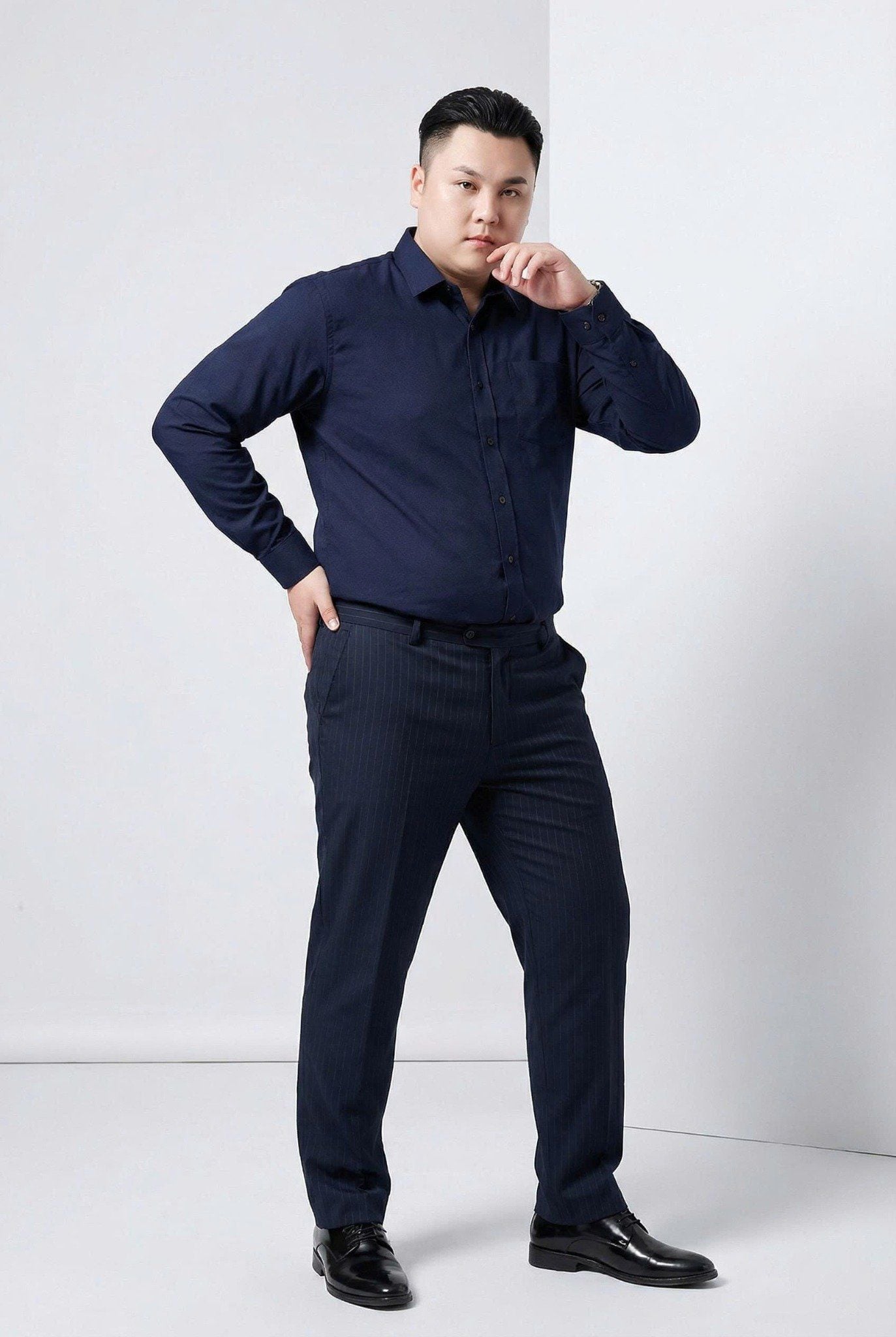 Áo Sơ Mi Đũi Xanh Than Big Size Nam