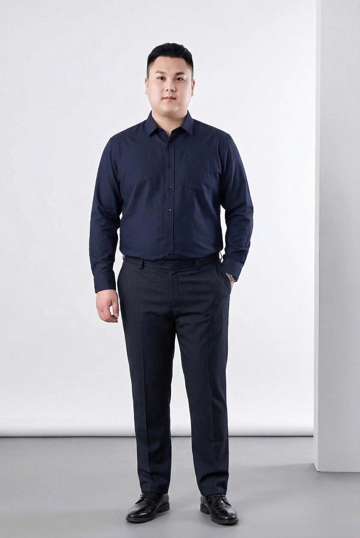 Áo Sơ Mi Đũi Xanh Than Big Size Nam