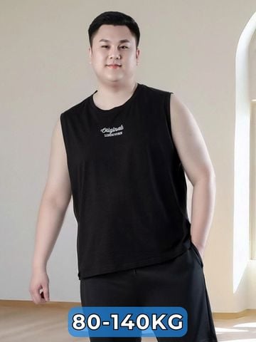 Áo Ba Lỗ Cotton Đen Họa Tiết Big Size Nam