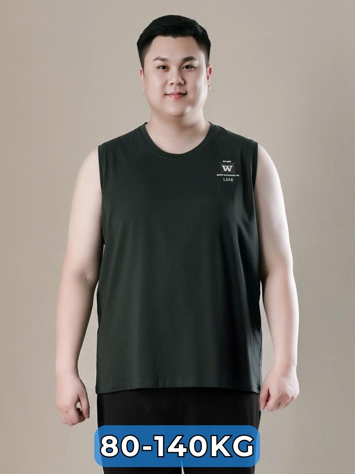 Áo Ba Lỗ Cotton Ghi Big Size Nam