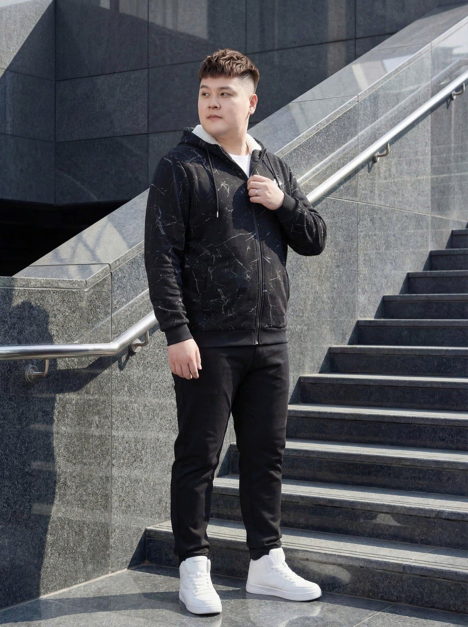 Áo Khoác Nỉ Đen Big Size Nam