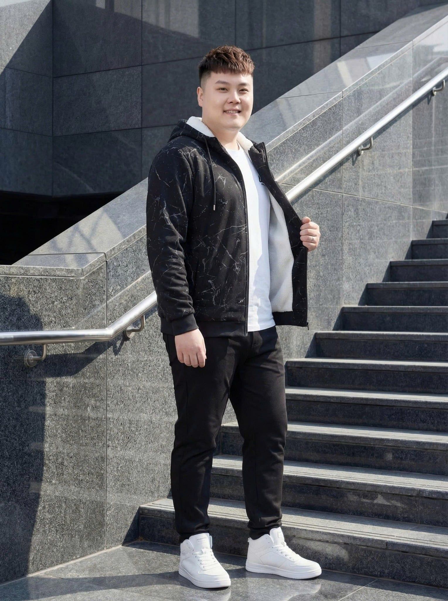 Áo Khoác Nỉ Đen Big Size Nam