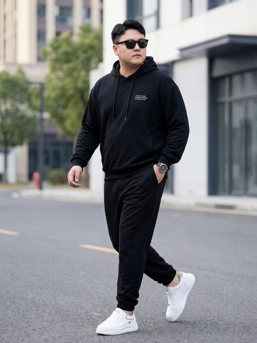 Áo Nỉ Hoodie Đen Big Size Nam - HD DEN