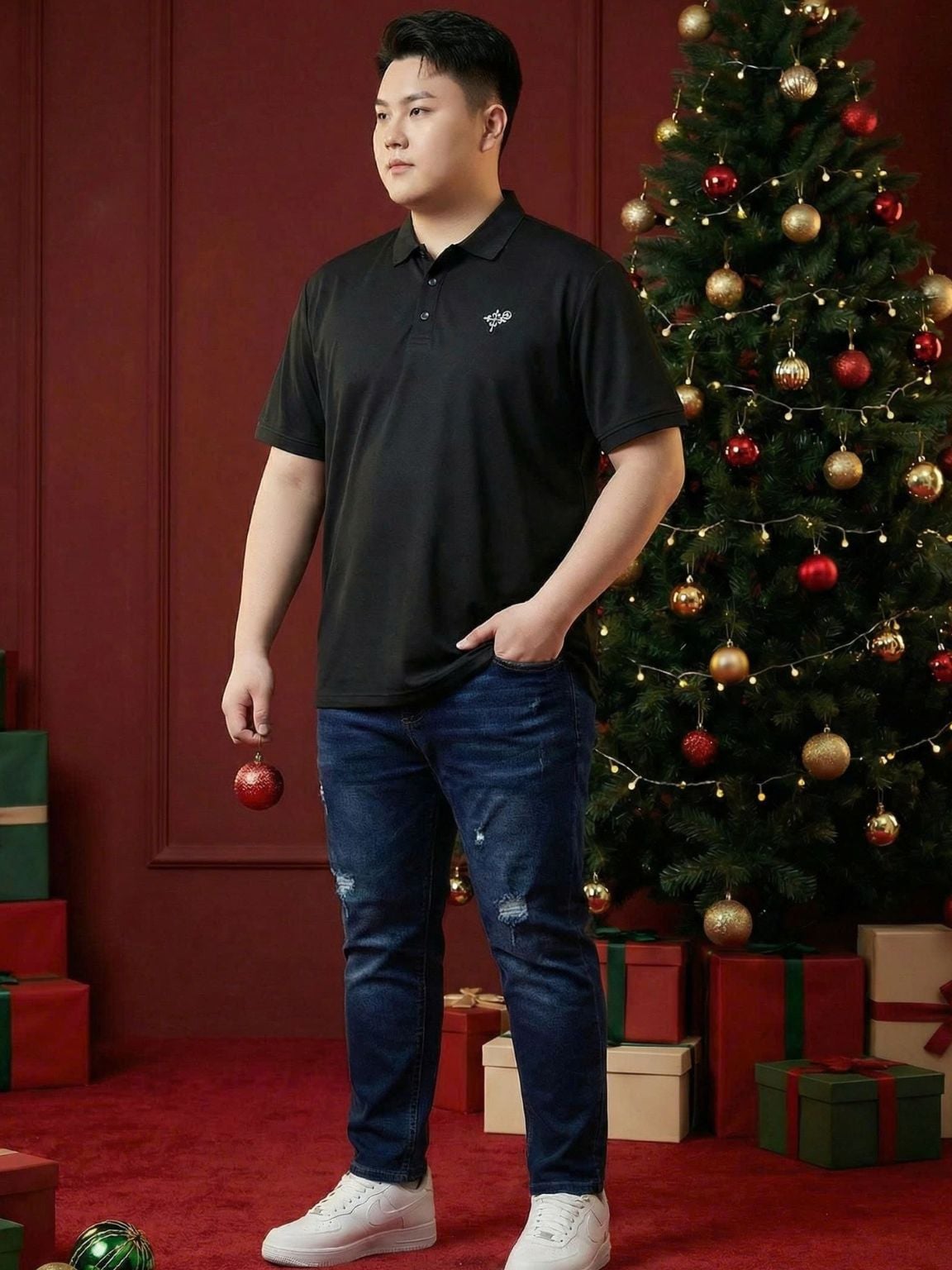 Áo Polo Đen In Big Size Nam