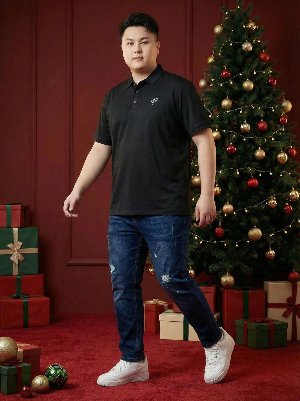 Áo Polo Đen In Big Size Nam