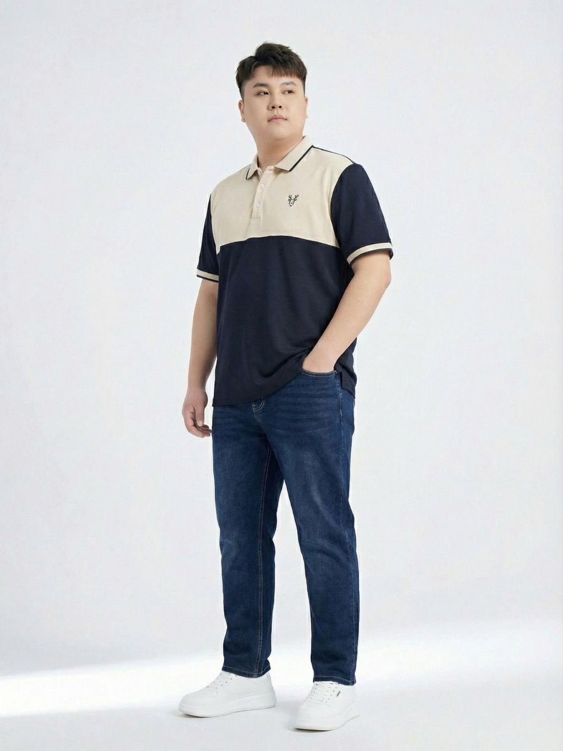 Áo Polo Ghi Xanh Big Size Nam