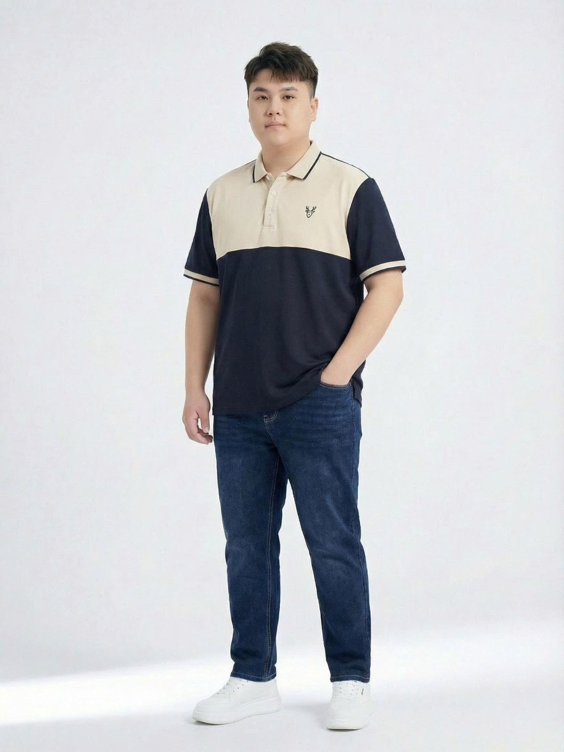 Áo Polo Ghi Xanh Big Size Nam