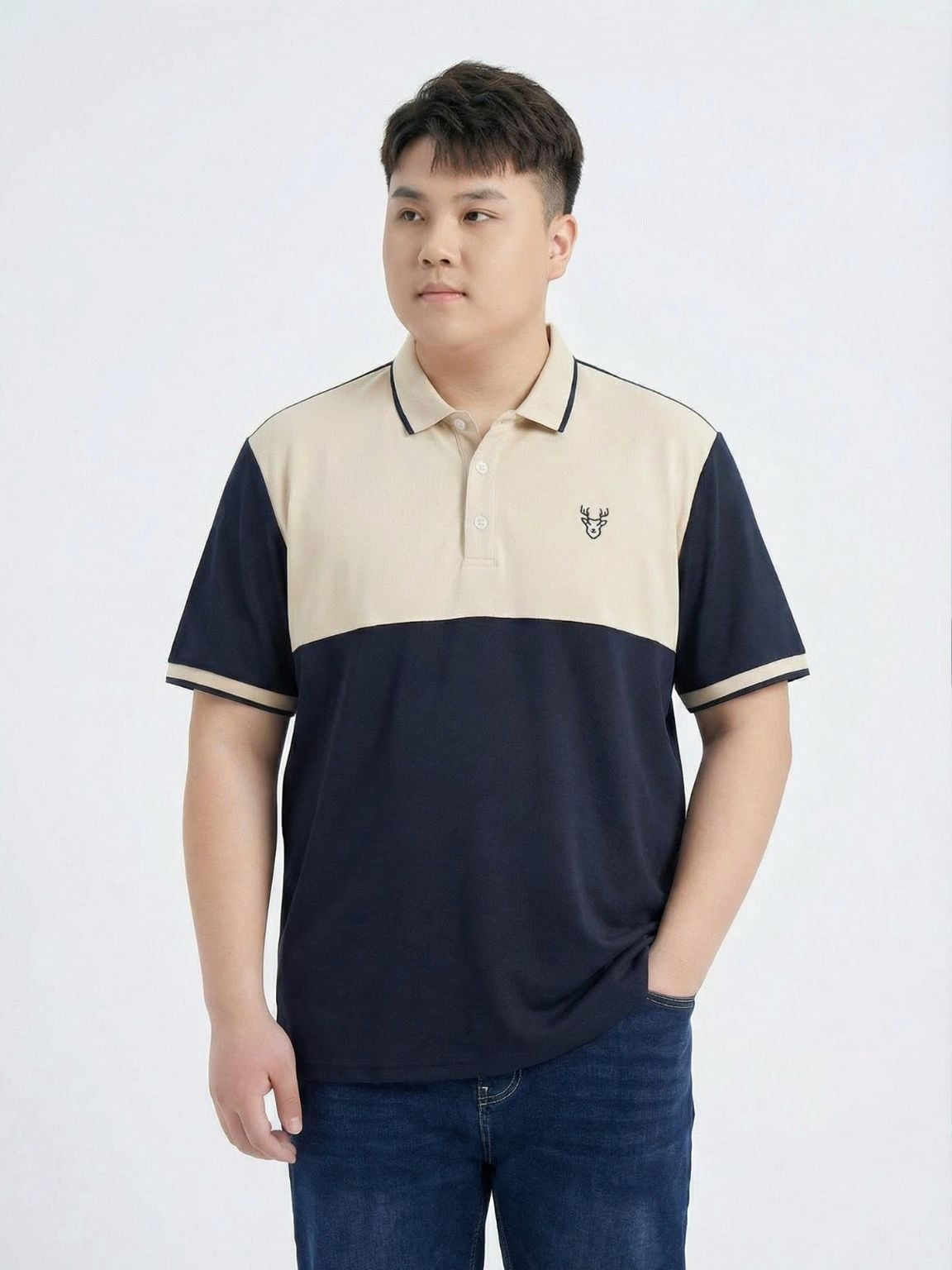 Áo Polo Ghi Xanh Big Size Nam