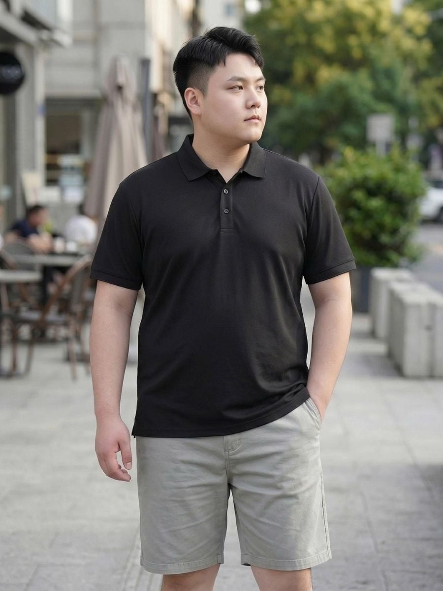 Áo Polo Thể Thao Đen Big Size Nam - PL D4