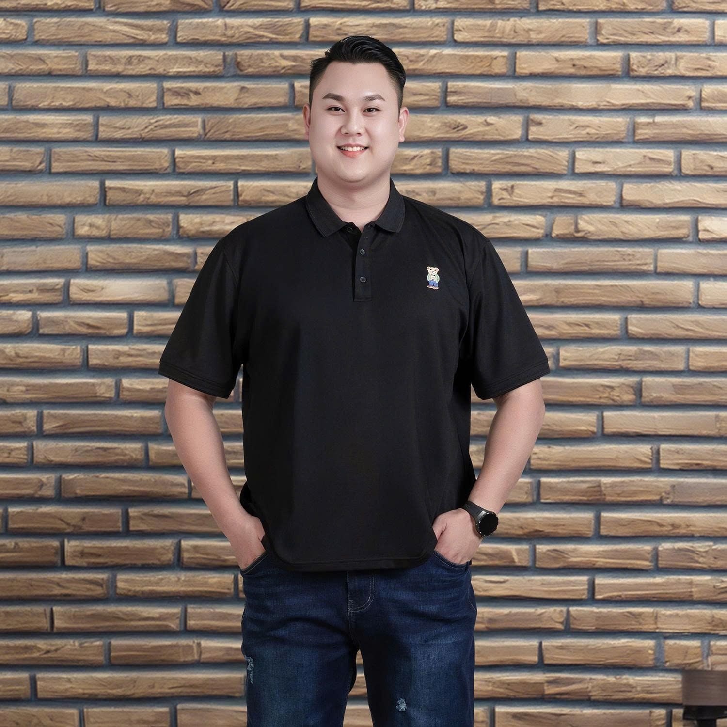 Áo Polo Đen Gấu Big Size Nam