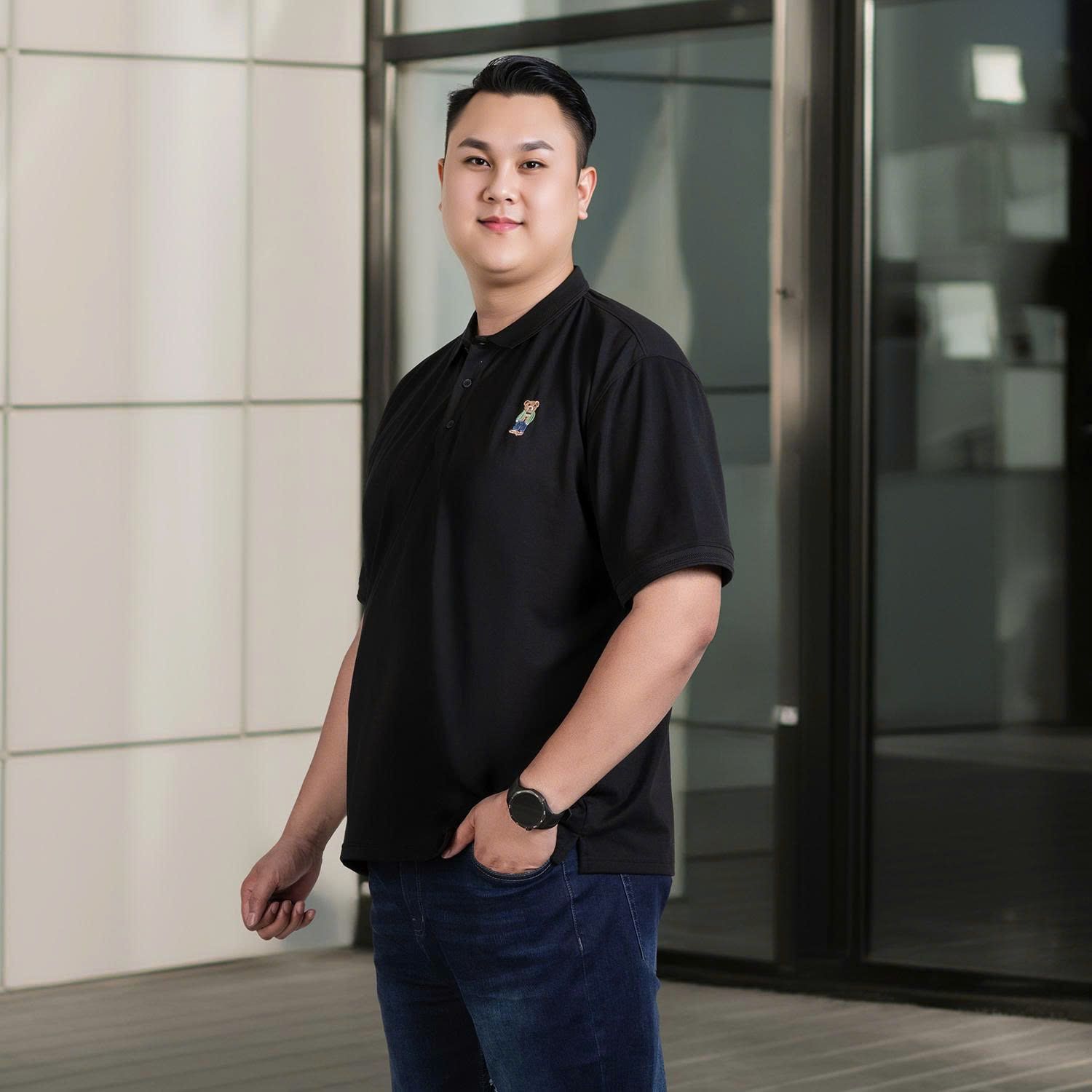 Áo Polo Đen Gấu Big Size Nam