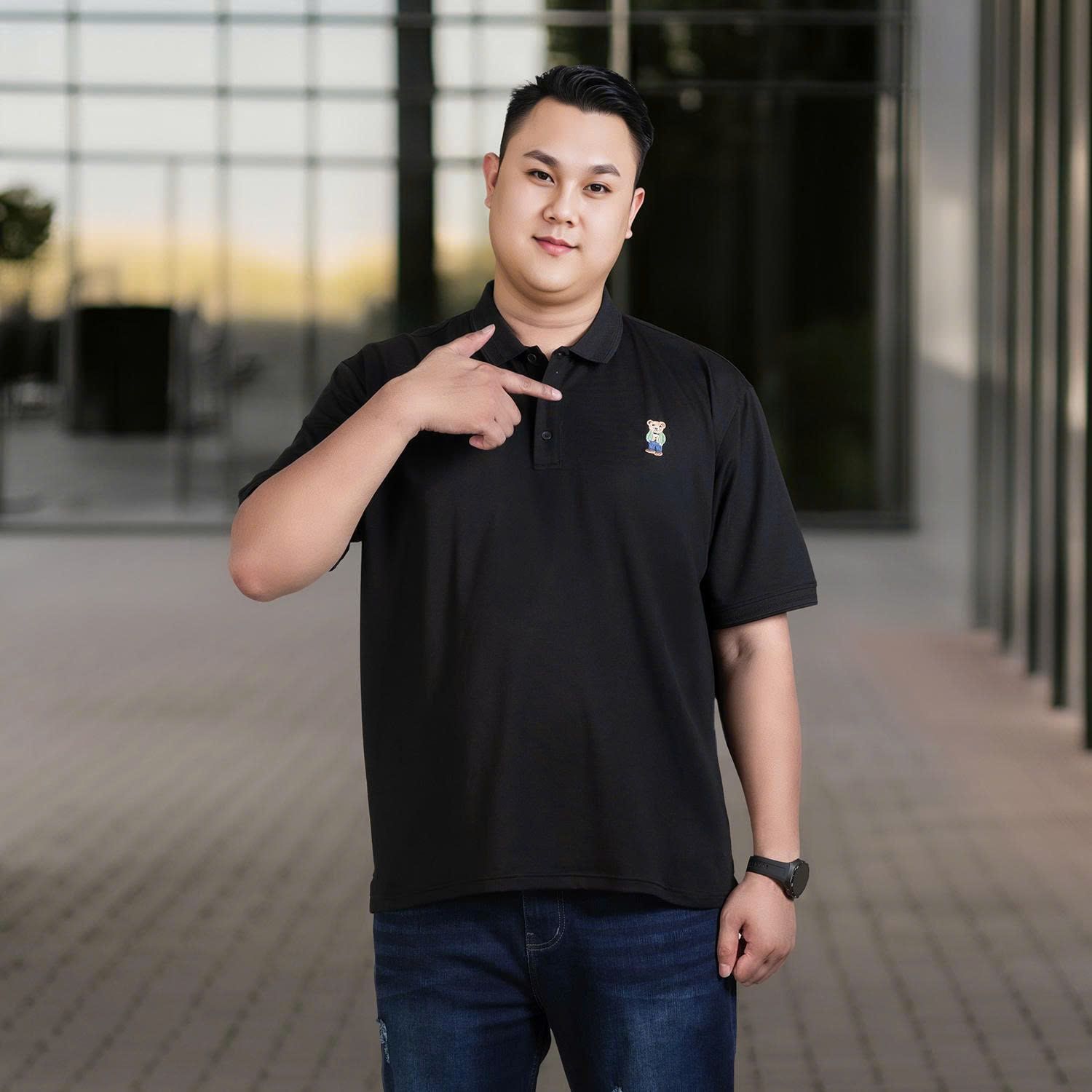 Áo Polo Đen Gấu Big Size Nam
