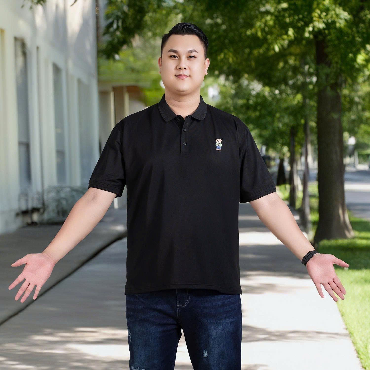 Áo Polo Đen Gấu Big Size Nam