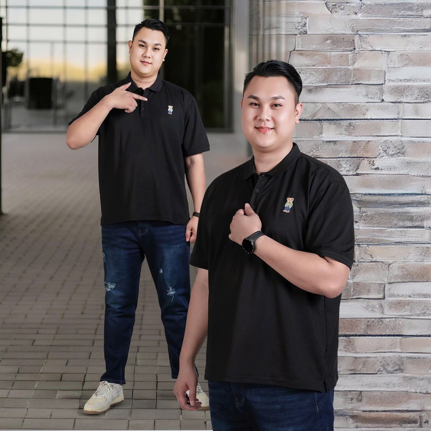 Áo Polo Đen Gấu Big Size Nam
