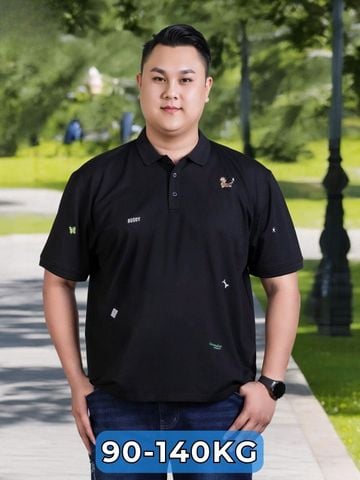 Áo Polo Đen Họa Tiết Big Size Nam