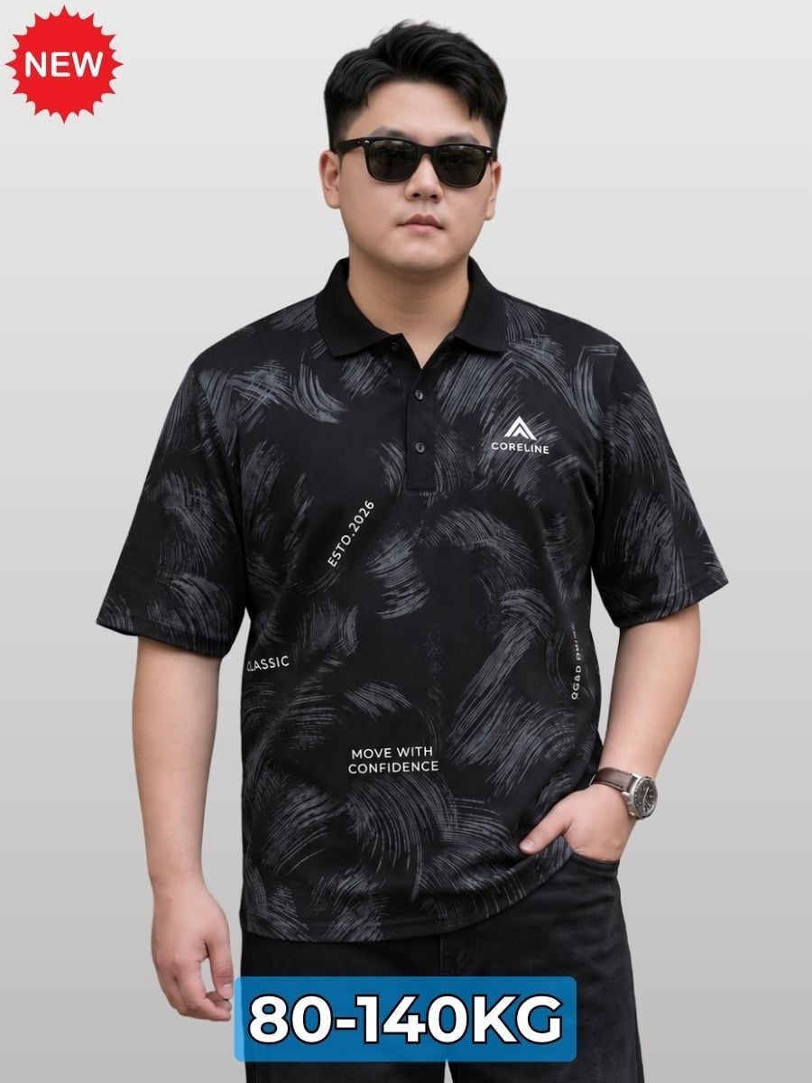 Áo Polo Đen Họa Tiết Big Size Nam - PL HT DEN