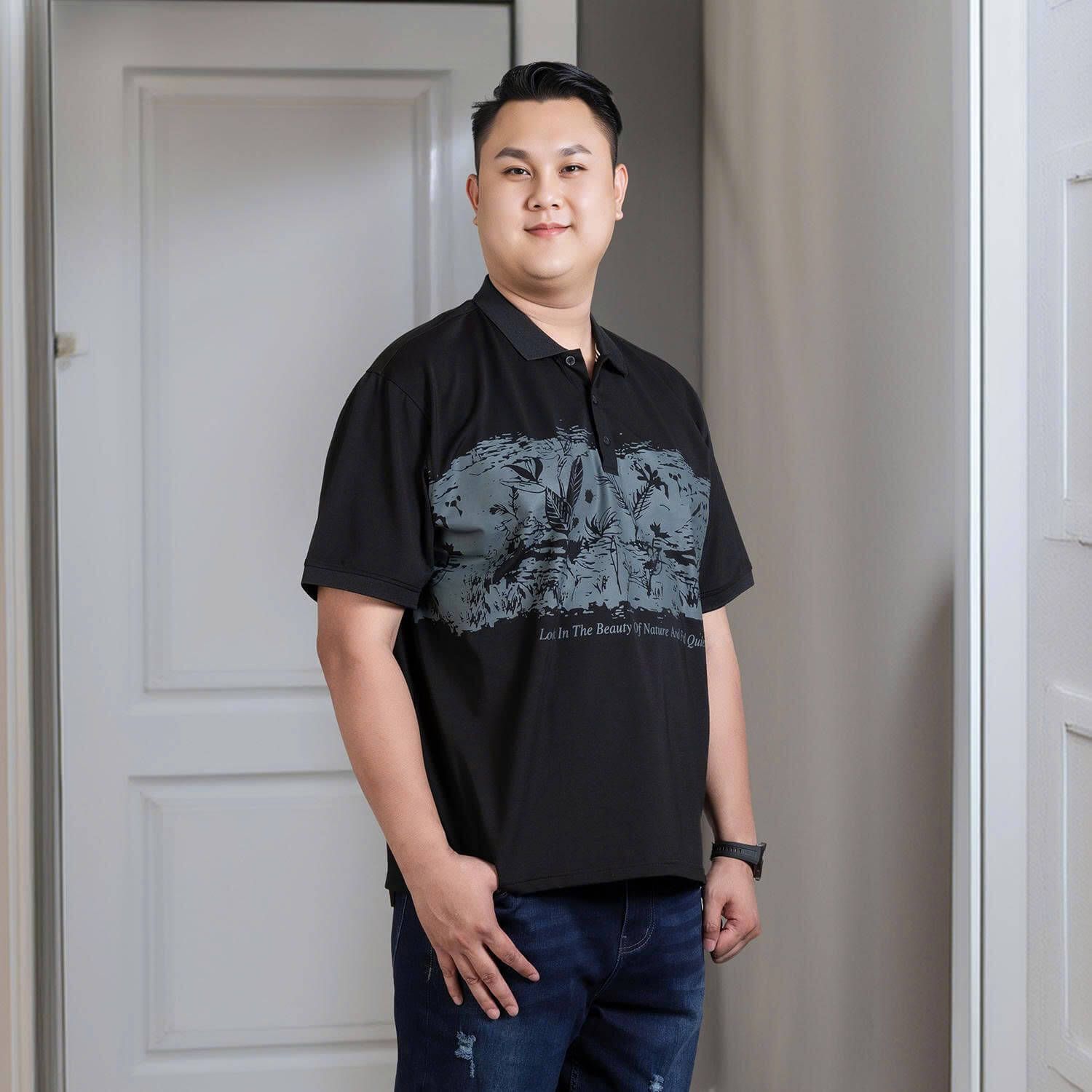 Áo Polo Đen In Big Size Nam