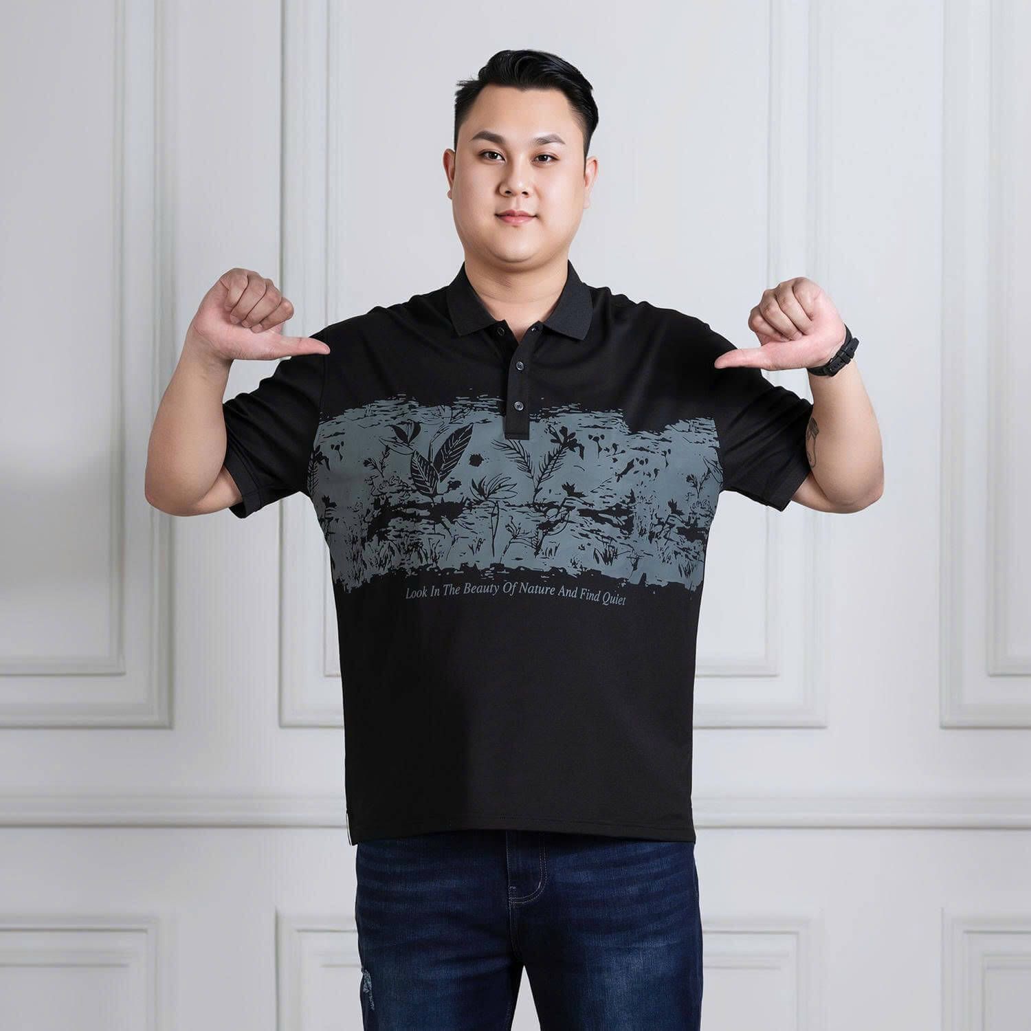 Áo Polo Đen In Big Size Nam