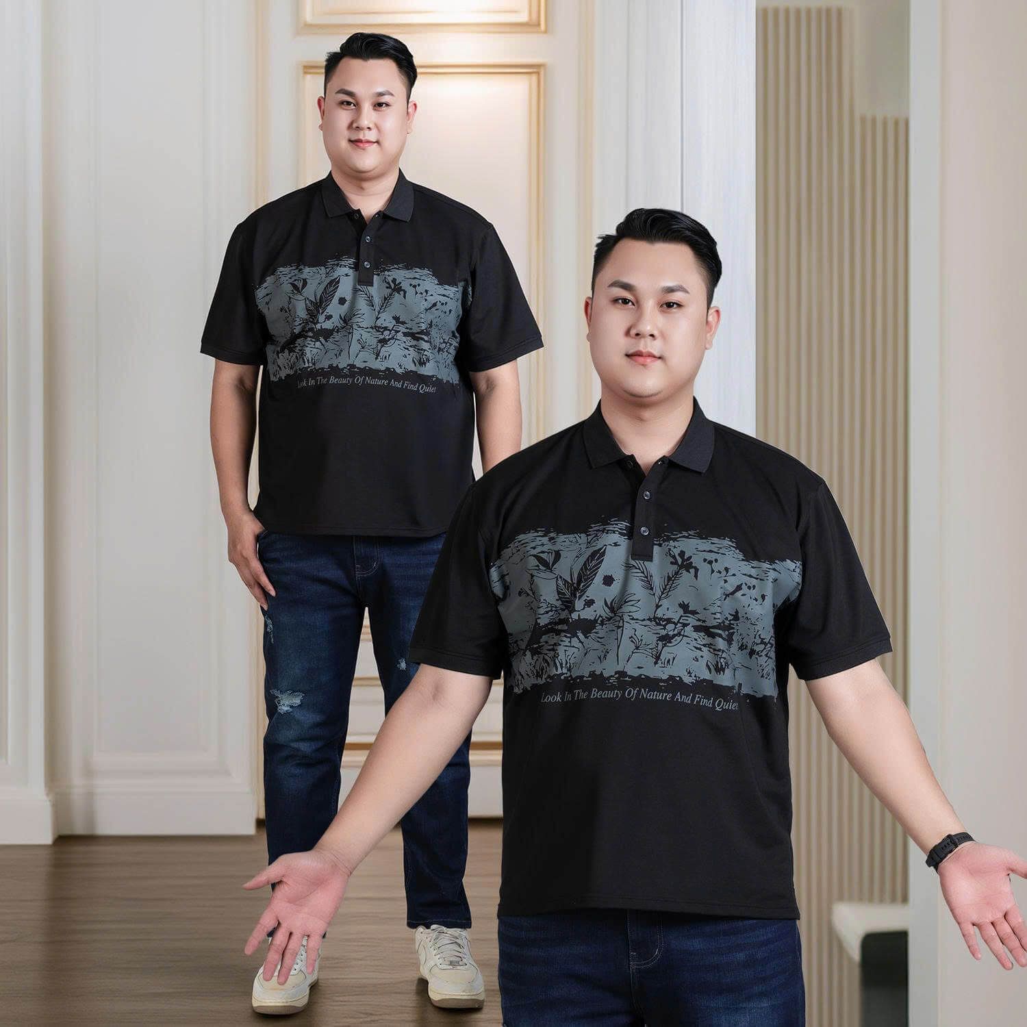 Áo Polo Đen In Big Size Nam