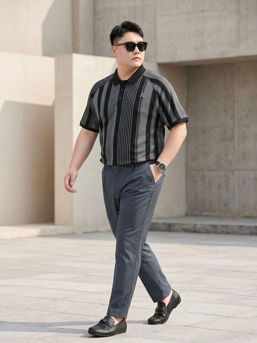 Áo Polo Đen Sọc Big Size Nam - PL SOC DEN
