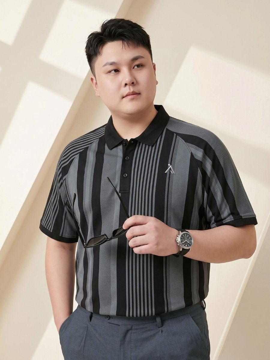 Áo Polo Đen Sọc Big Size Nam - PL SOC DEN