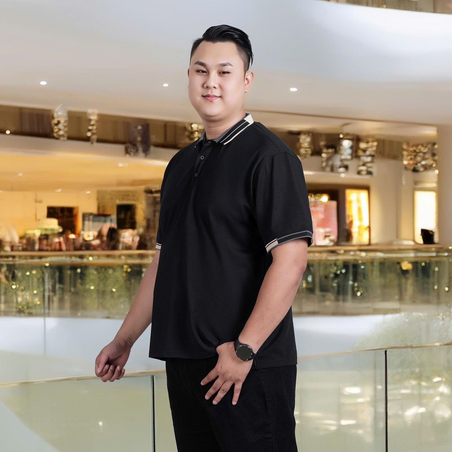 Áo Polo Đen Viền Big Size Nam