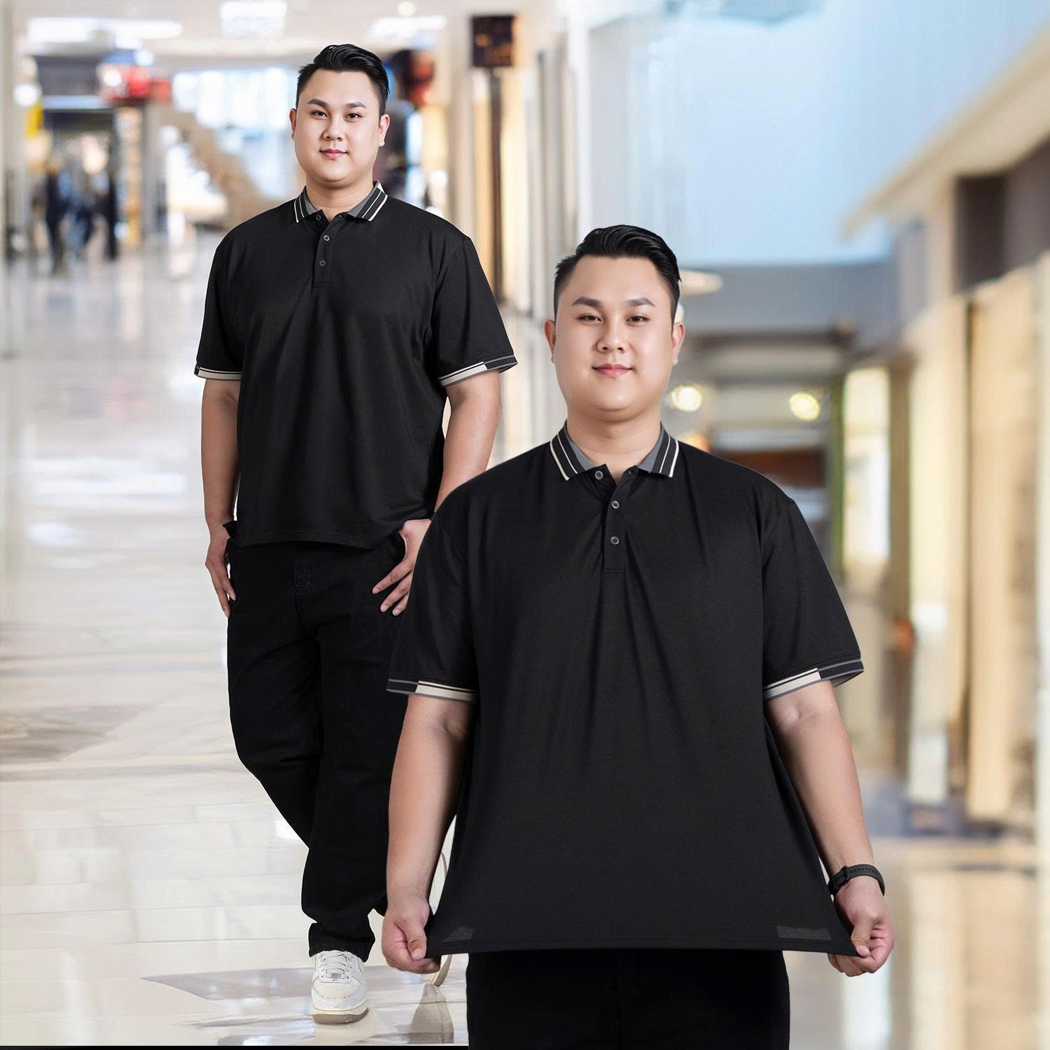 Áo Polo Đen Viền Big Size Nam